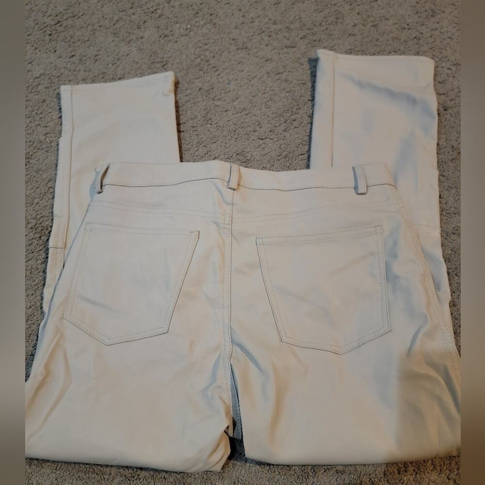 Women's Beige H&M Leather Straight Leg Pants Sz 12 - Picture 7 of 8